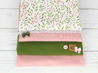 stoff-jersey-baumwolle-baumwolljersey-kathi-kunterbunt-watercolor-leaves-aquarell-blaetter-hellrosa-khaki-serie