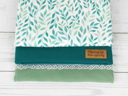 stoff-jersey-baumwolle-baumwolljersey-kathi-kunterbunt-watercolor-leaves-aquarell-blaetter-petrolgruen-aspen-green-hellgruen-serie