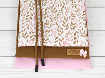 stoff-jersey-baumwolle-baumwolljersey-kathi-kunterbunt-watercolor-leaves-aquarell-blaetter-zimt-hellrosa-kombis