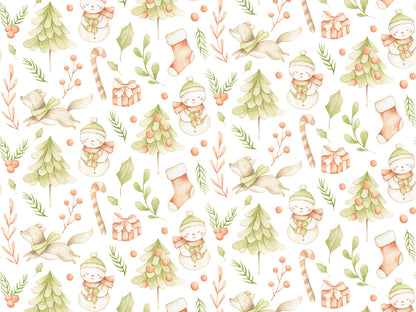 Tissu Jersey - Renard &amp; Bonhomme De Neige