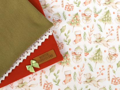 Tissu Jersey - Renard &amp; Bonhomme De Neige