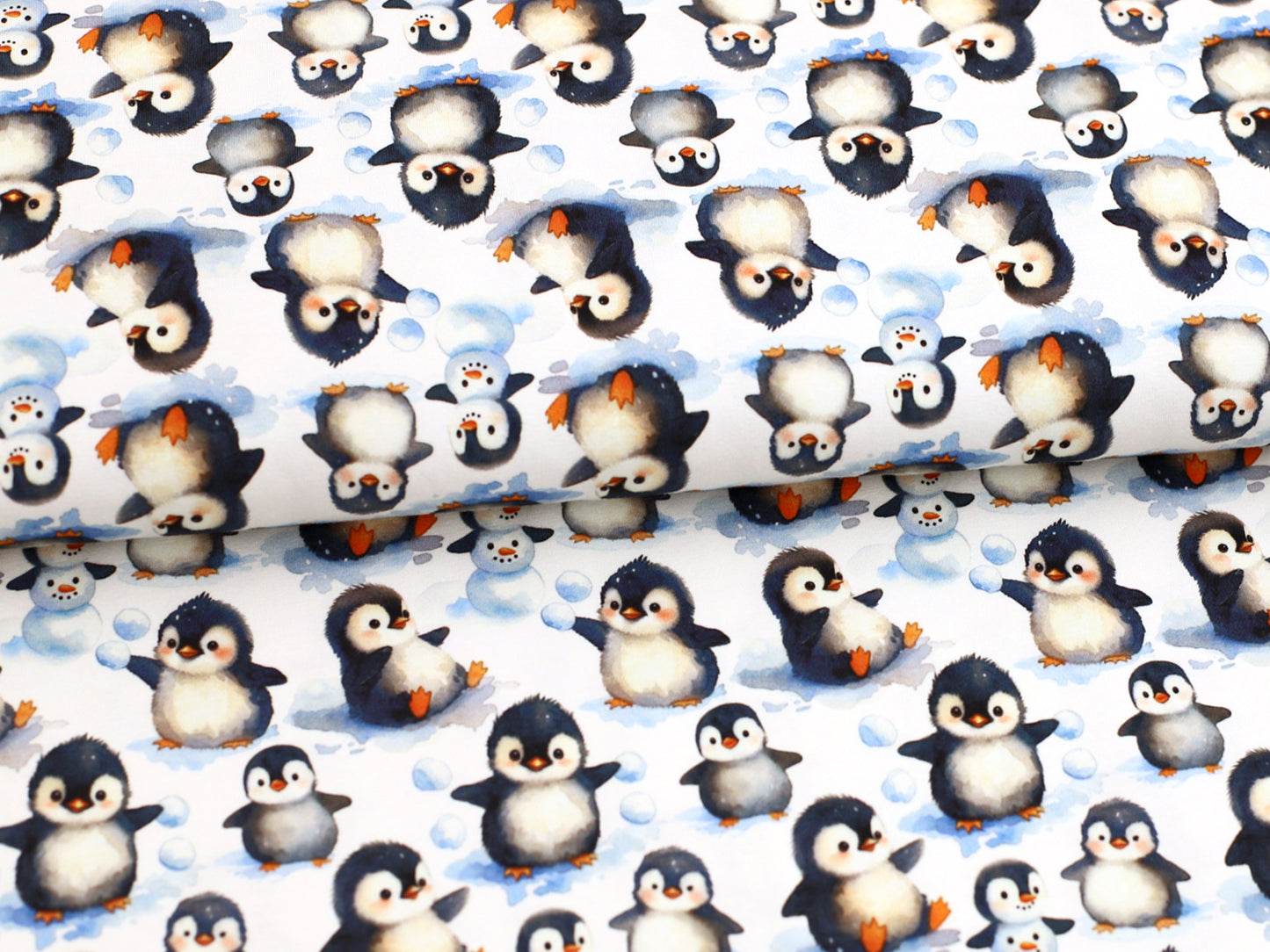 Jersey Stoff - Winterzeit - Pinguine
