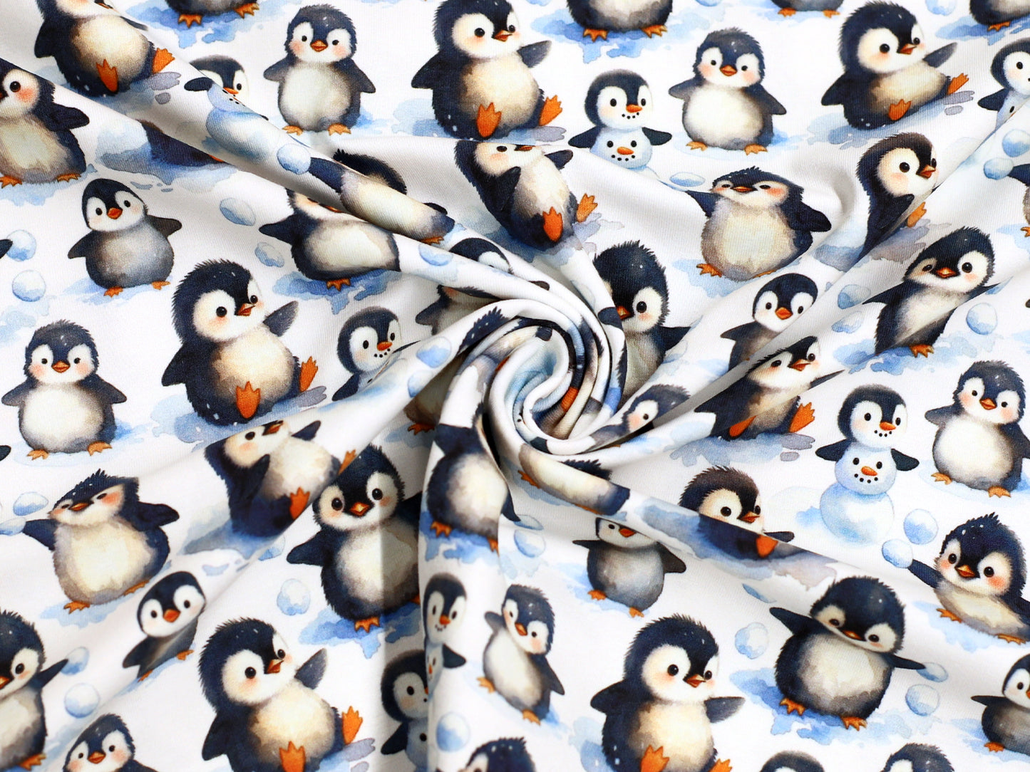 Jersey Stoff - Winterzeit - Pinguine