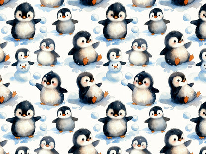 Jersey Stoff - Winterzeit - Pinguine