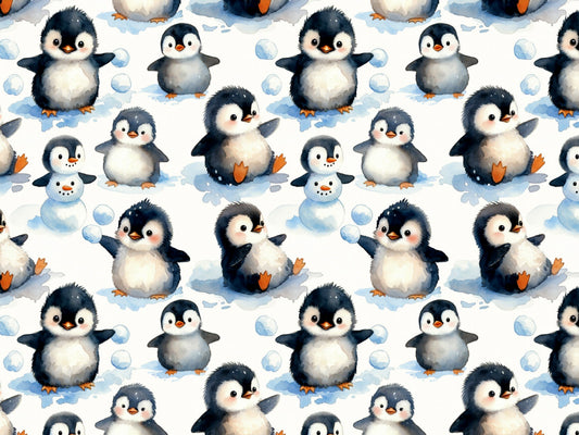 Jersey Stoff - Winterzeit - Pinguine