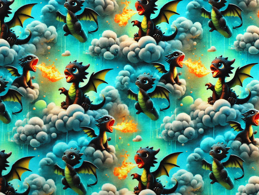 Jersey Stoff - Kleiner Drache