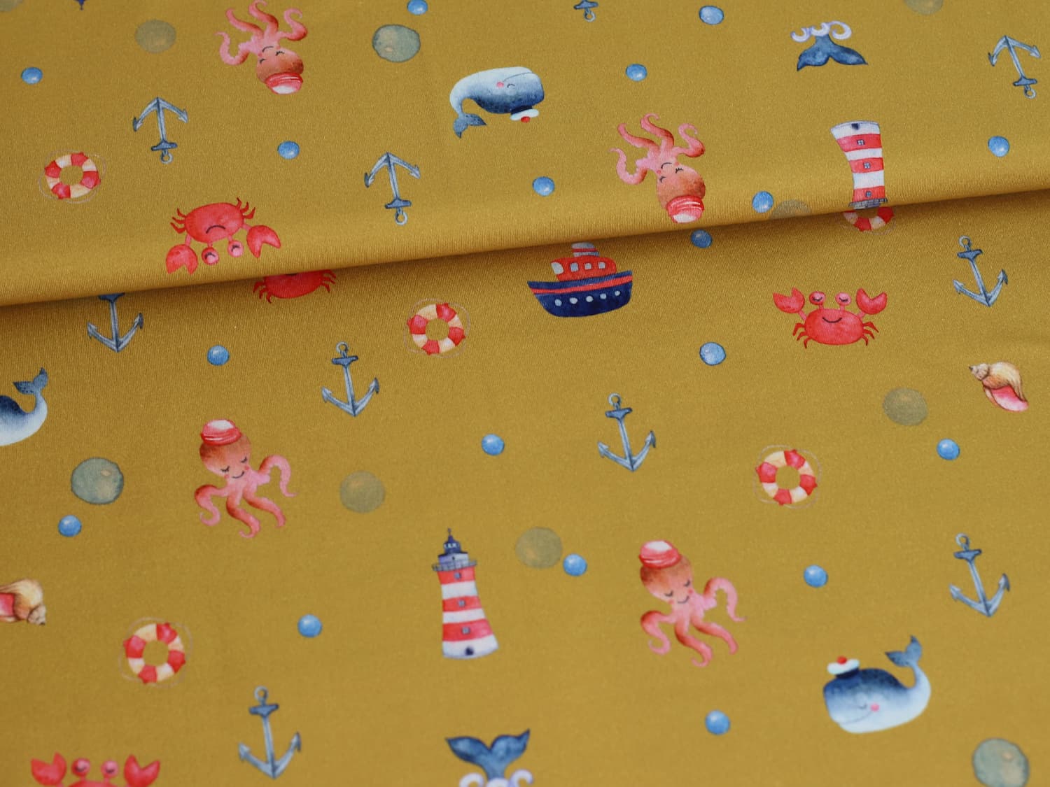 Jersey Stoff Qualle Krabbe ocker online kaufen – Kathi