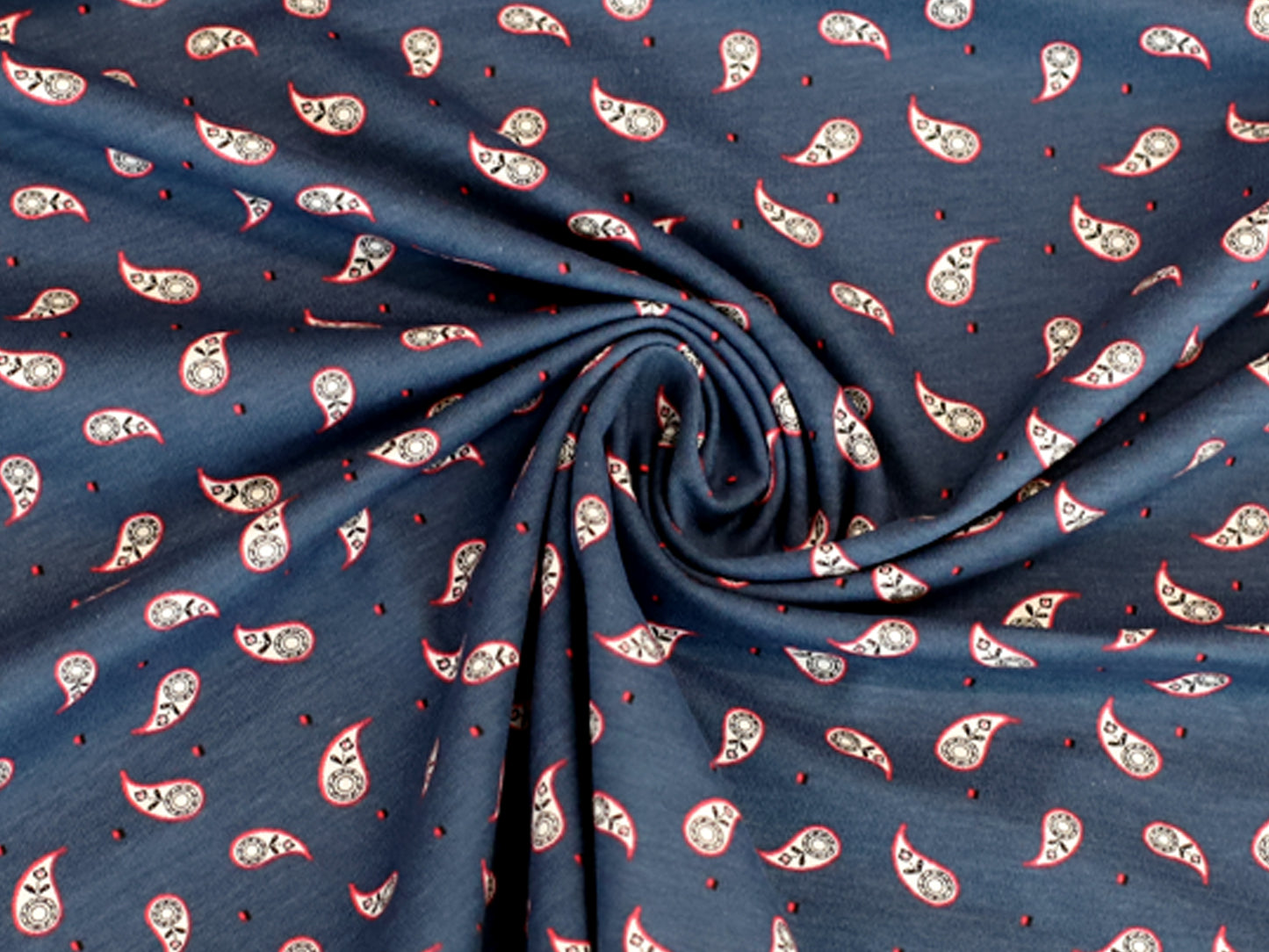 mini paisley jersey fabric in jeansblau with a beautiful paisley pattern on soft cotton.
