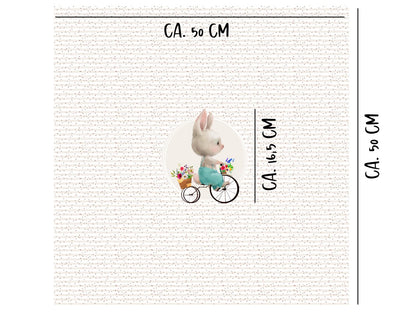 stoff-jersey-baumwolle-baumwolljersey-ostern-hase-fahrrad-panel-streifen-tupfen-beige-masse
