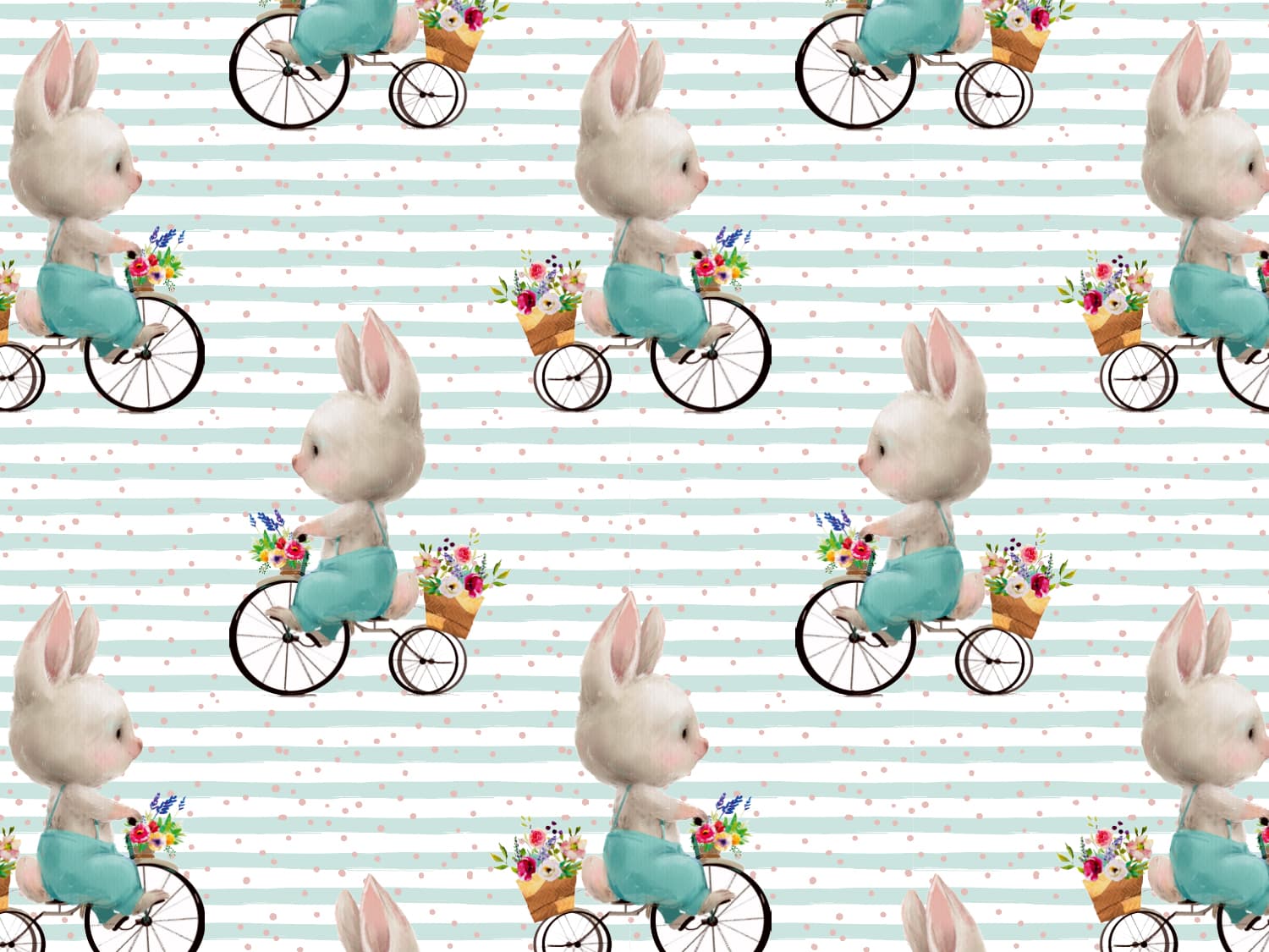 stoff-jersey-baumwolle-baumwolljersey-ostern-hase-fahrrad-streifen-tupfen-mint-2