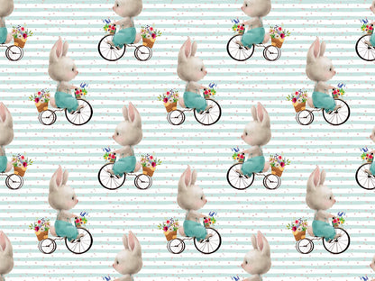stoff-jersey-baumwolle-baumwolljersey-ostern-hase-fahrrad-streifen-tupfen-mint