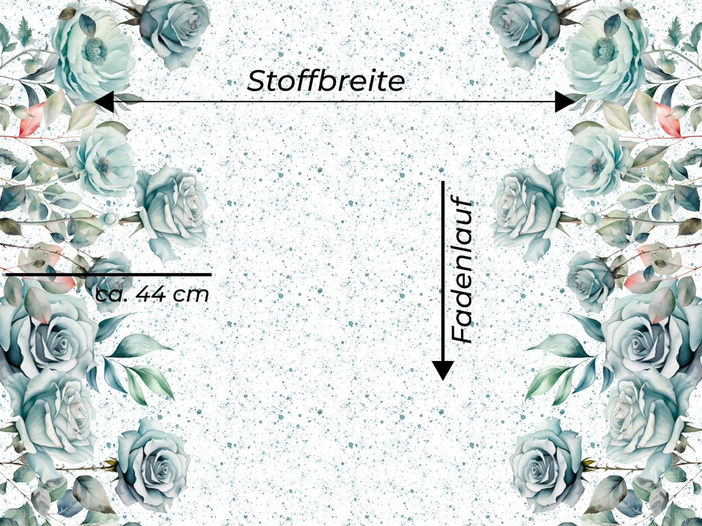 stoff-jersey-baumwolle-baumwolljersey-panel-borduere-blumen-gross-xxl-sprenkel-altmint-fadenlauf