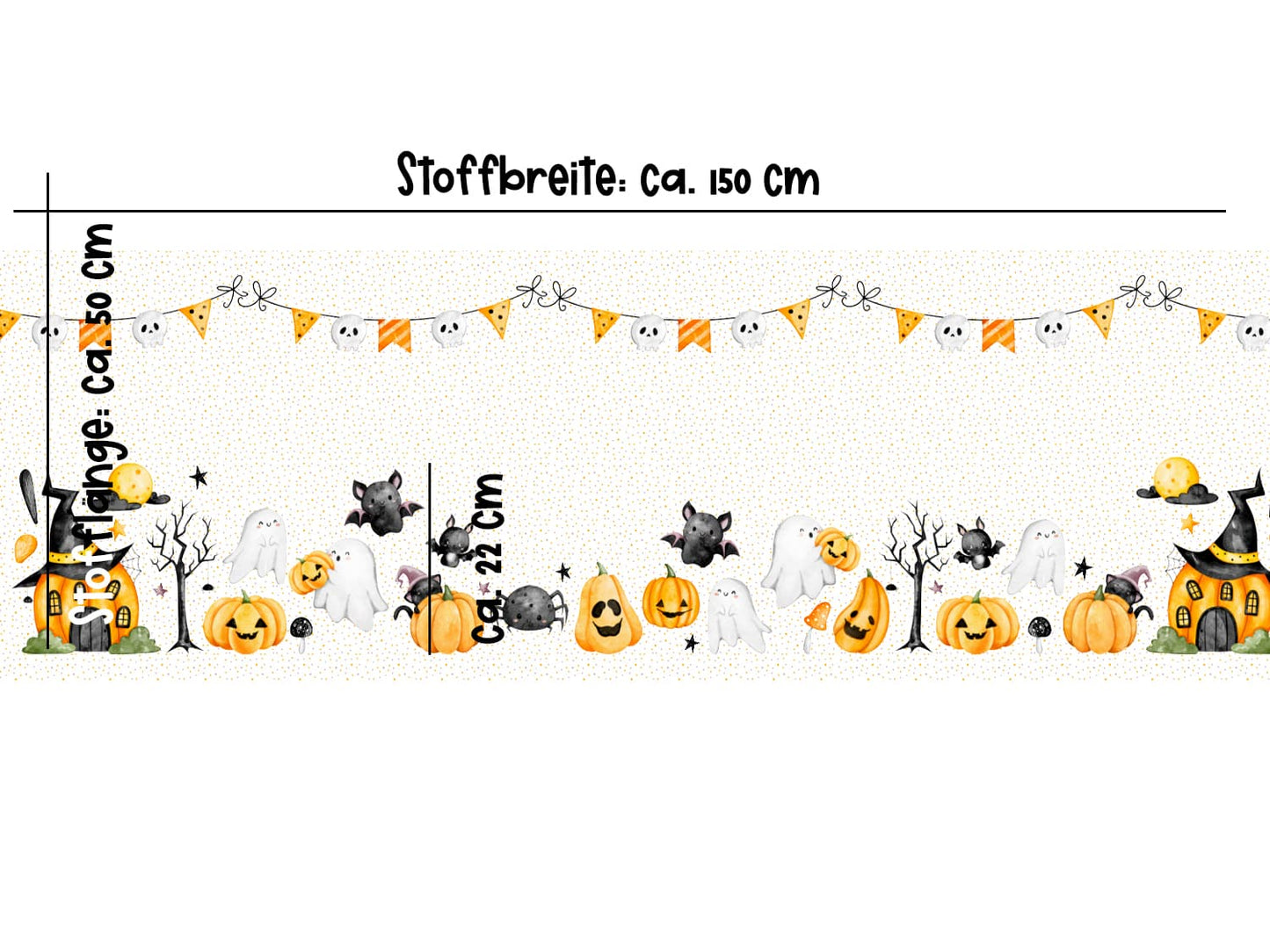 stoff-jersey-baumwolle-baumwolljersey-panel-halloween-herbst-kuerbis-gespenst-totenkopf-fledermaus-masse