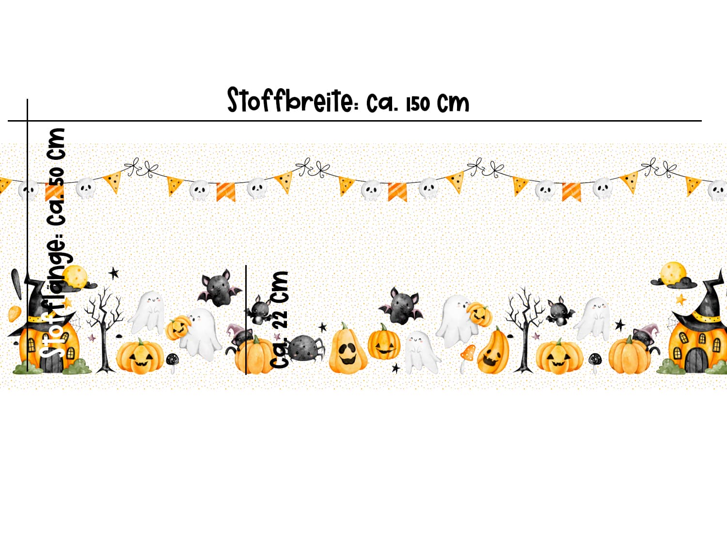 stoff-jersey-baumwolle-baumwolljersey-panel-halloween-herbst-kuerbis-gespenst-totenkopf-fledermaus-masse