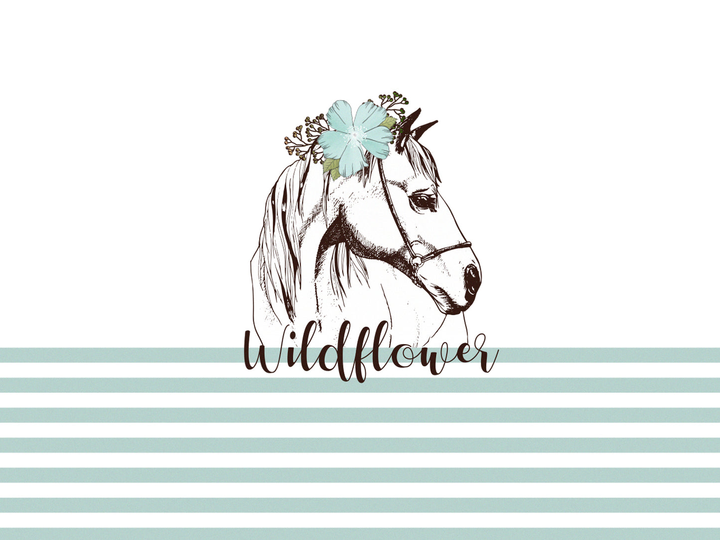 stoff-jersey-baumwolle-baumwolljersey-panel-pferd-wildflower-streifen-dunkles-mint