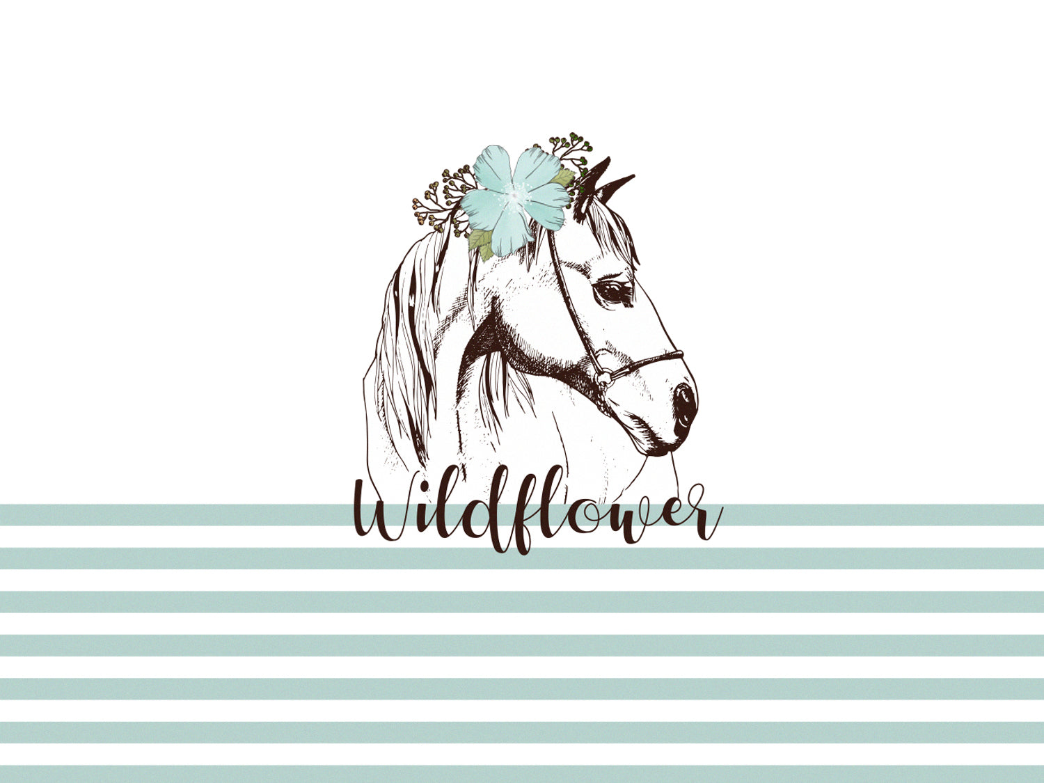 stoff-jersey-baumwolle-baumwolljersey-panel-pferd-wildflower-streifen-dunkles-mint