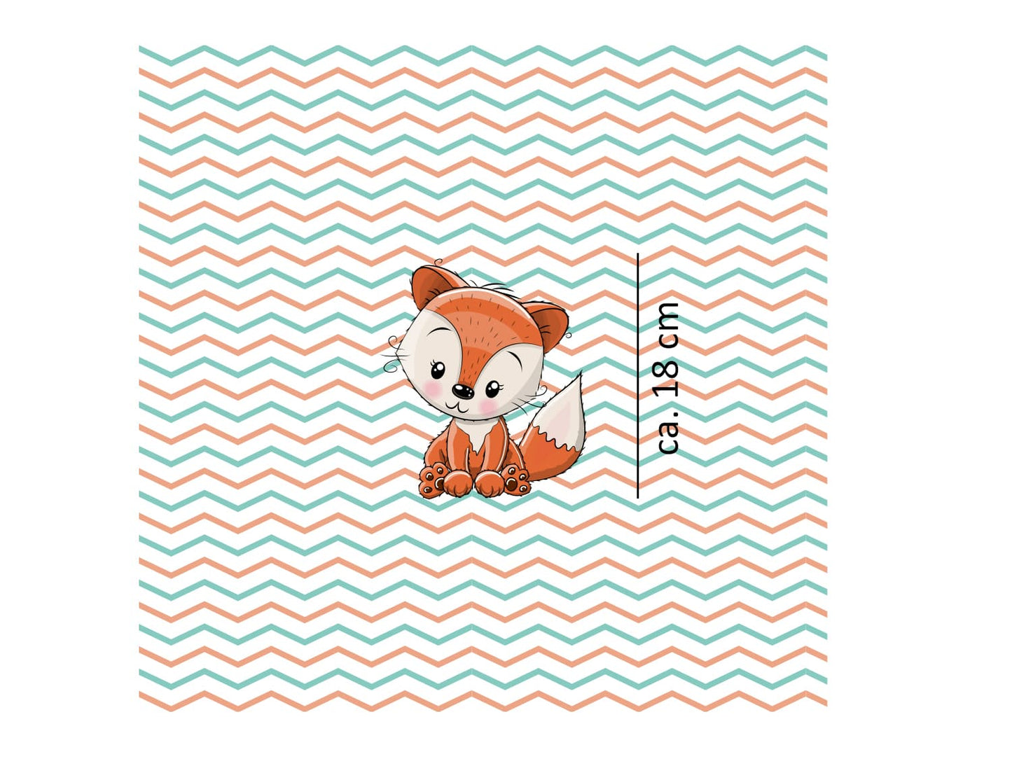 stoff-jersey-baumwolle-baumwolljersey-panel-tier-kleiner-baby-fuchs-fox-orange-aqua-chevron-masse