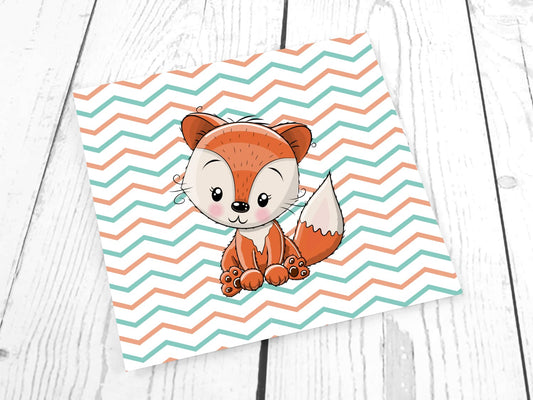 stoff-jersey-baumwolle-baumwolljersey-panel-tier-kleiner-baby-fuchs-fox-orange-aqua-chevron