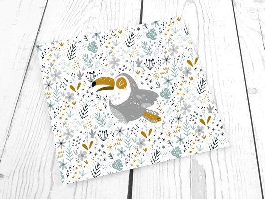 stoff-jersey-baumwolle-baumwolljersey-panel-tier-tukan-vogel-jungel-safri-wildtier-blumen-monstera-blaetter