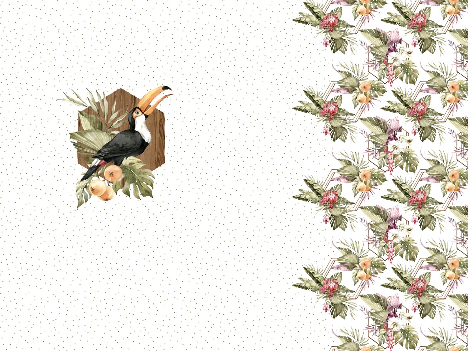 stoff-jersey-baumwolle-baumwolljersey-panel-tukan-sommer-blumen-floral-flower-summer-tropic-tropical-braun-1