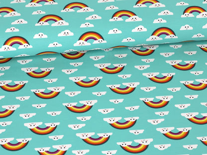 stoff-jersey-baumwolle-baumwolljersey-regenbogen-rainbow-wolken-gesicht-mint-2