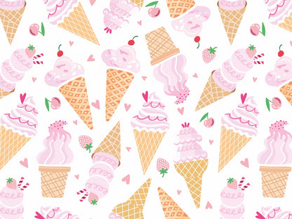 stoff-jersey-baumwolle-baumwolljersey-sommer-eis-creme-eistuete-erdbeere-kirsche-waffel-beige-rosa
