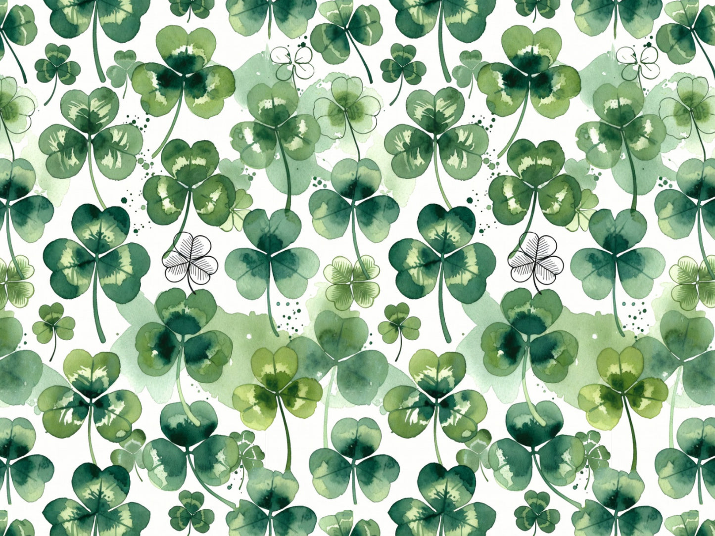 Jersey Stoff - Aquarell Kleeblätter, schön gestalteter Baumwolljersey mit Kleeblättern im Aquarell-Stil.