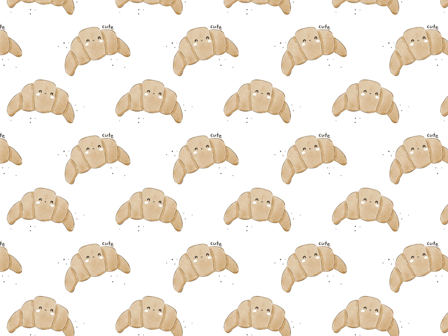 Cute croissant jersey fabric with playful croissant pattern on a light background.