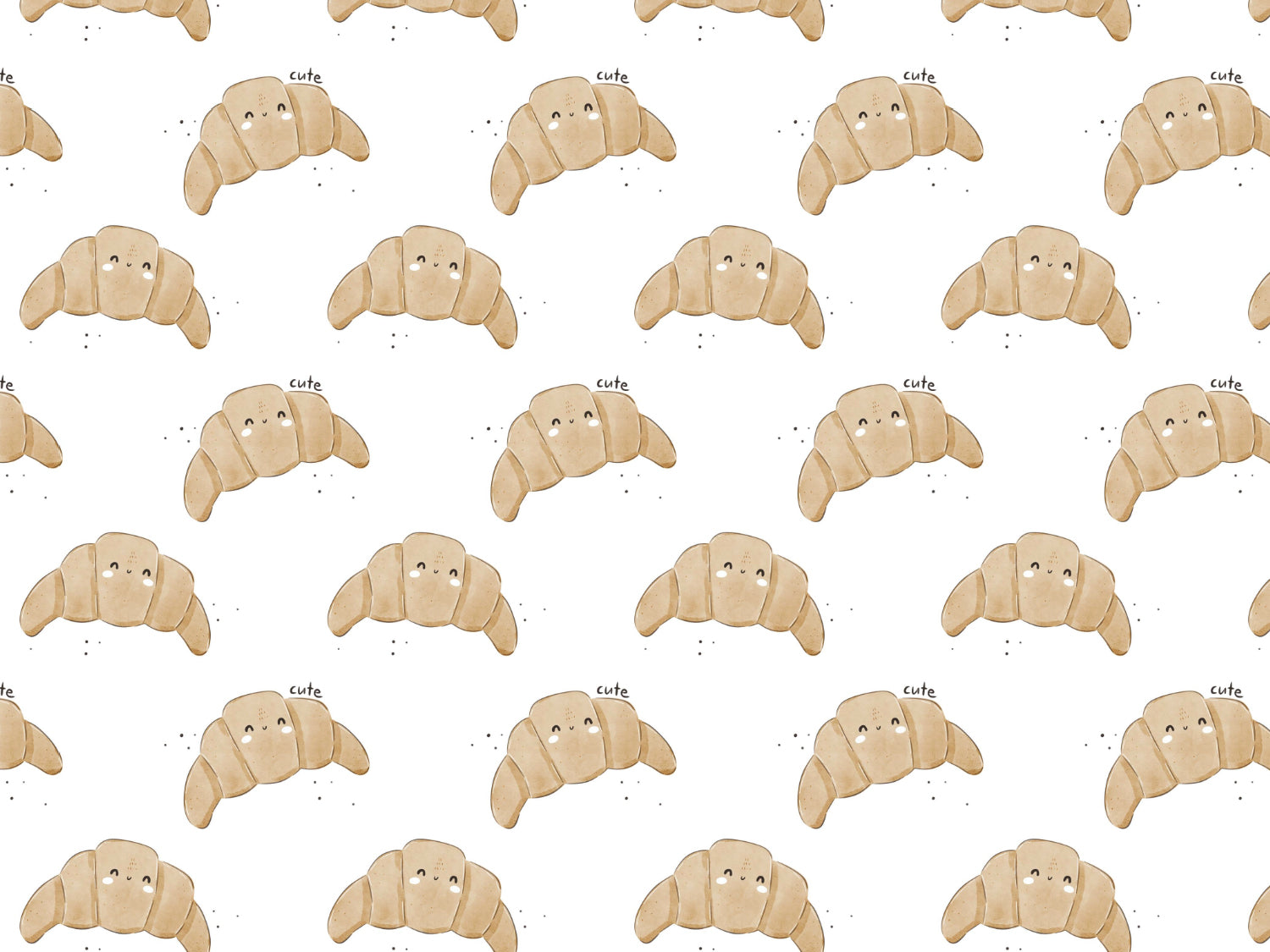 Cute croissant jersey fabric with playful croissant pattern on a light background.