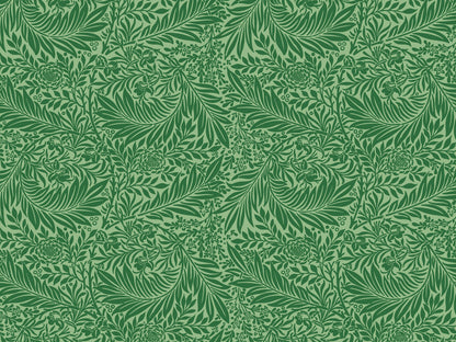 grüner Jersey Stoff mit Blumenmuster, florales Design in verschiedenen Grüntönen auf einem hellgrünen Hintergrund.