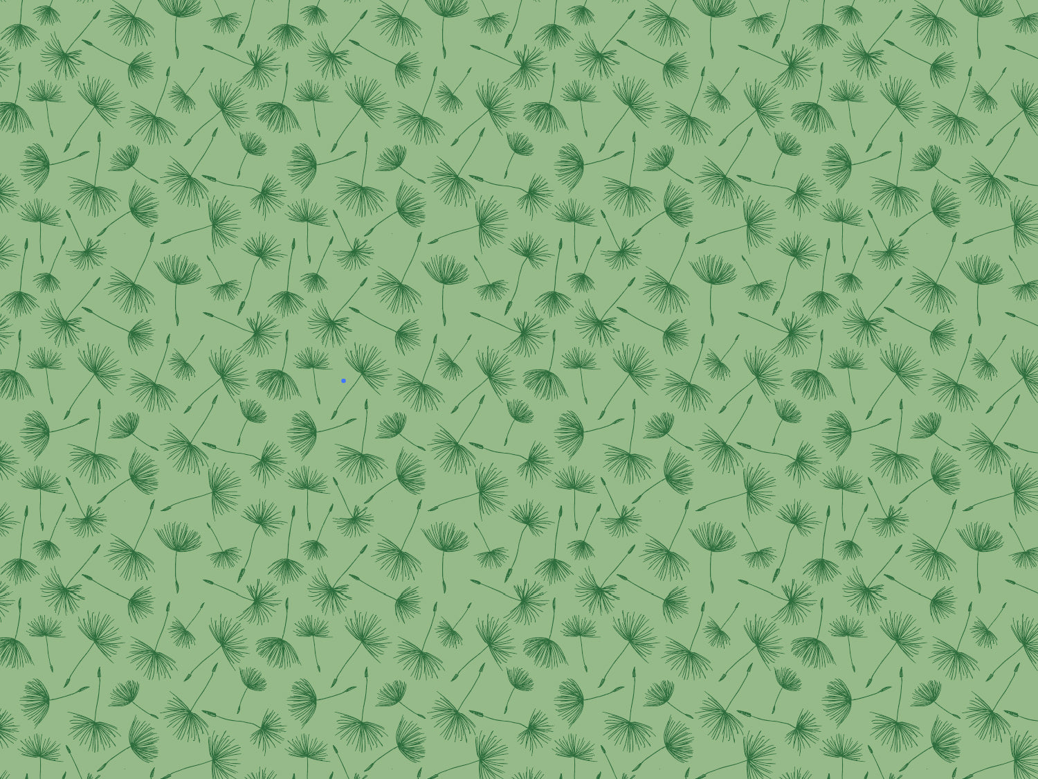 green jersey fabric with dandelion print in a beautiful pattern on a light green background.
