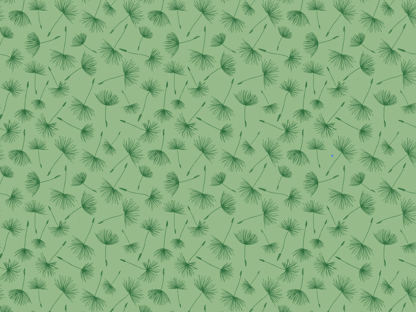 green jersey fabric with dandelion print on a light green background