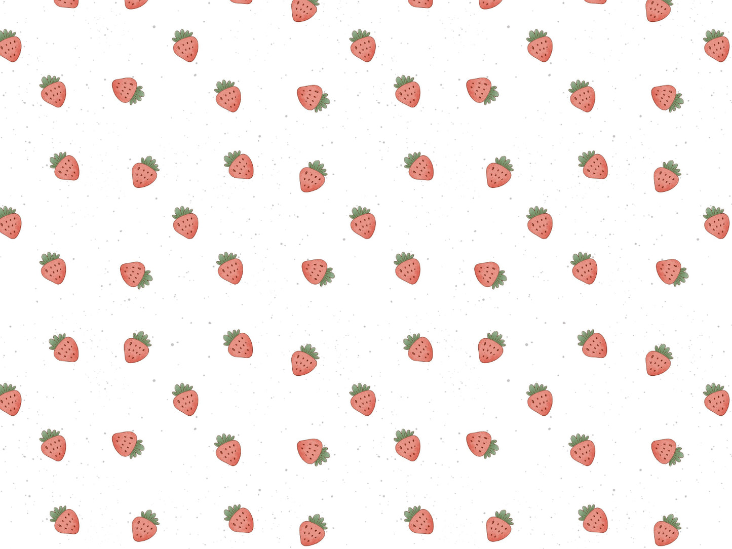 Jersey Stoff Mini Erdbeere mit kleinen Erdbeermotiven auf weißem Hintergrund, ideal für sommerliche Nähprojekte.
