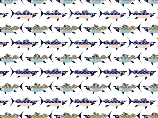 Jersey Stoff - Fische, ein leichter Stoff ideal für Sommermode und Nähprojekte. Jetzt jersey stoff fische kaufen!