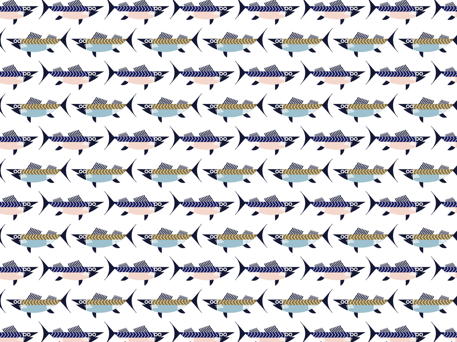 Musterdesign von Jersey Stoff - Fische ideal für Sommermode, jersey stoff fische kaufen.