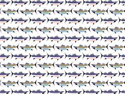 Musterdesign von Jersey Stoff - Fische ideal für Sommermode, jersey stoff fische kaufen.