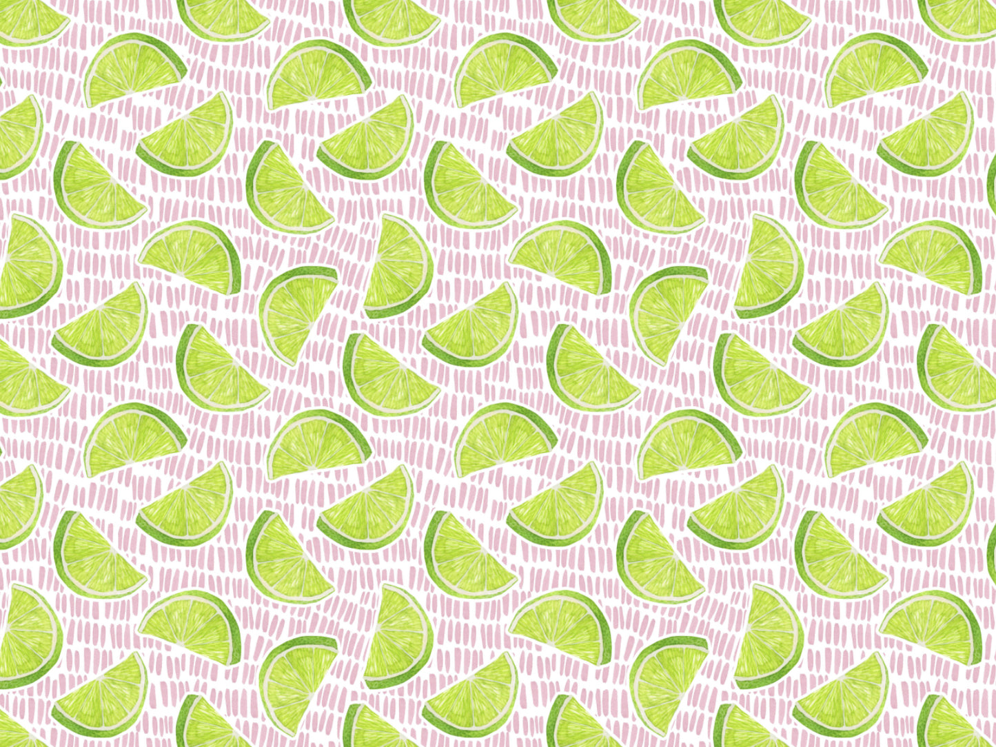 Muster aus Limetten auf rosa Hintergrund, ideal für Jersey Stoff - Limone kaufen.