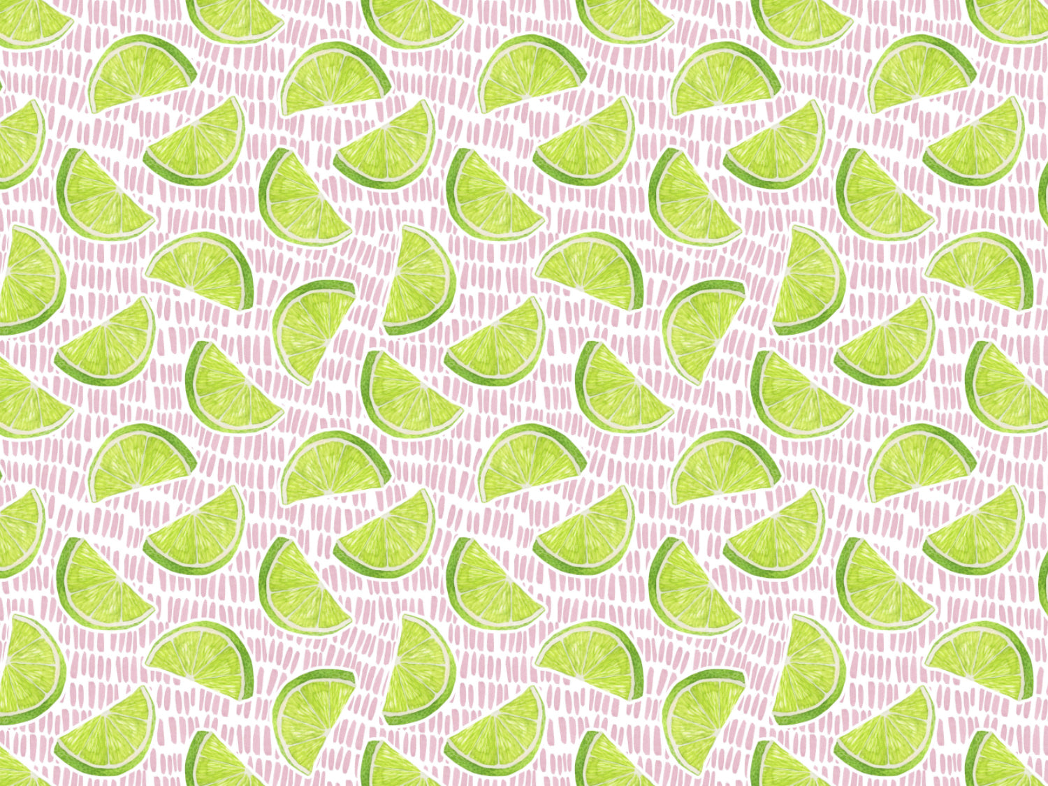 Muster aus Limetten auf rosa Hintergrund, ideal für Jersey Stoff - Limone kaufen.