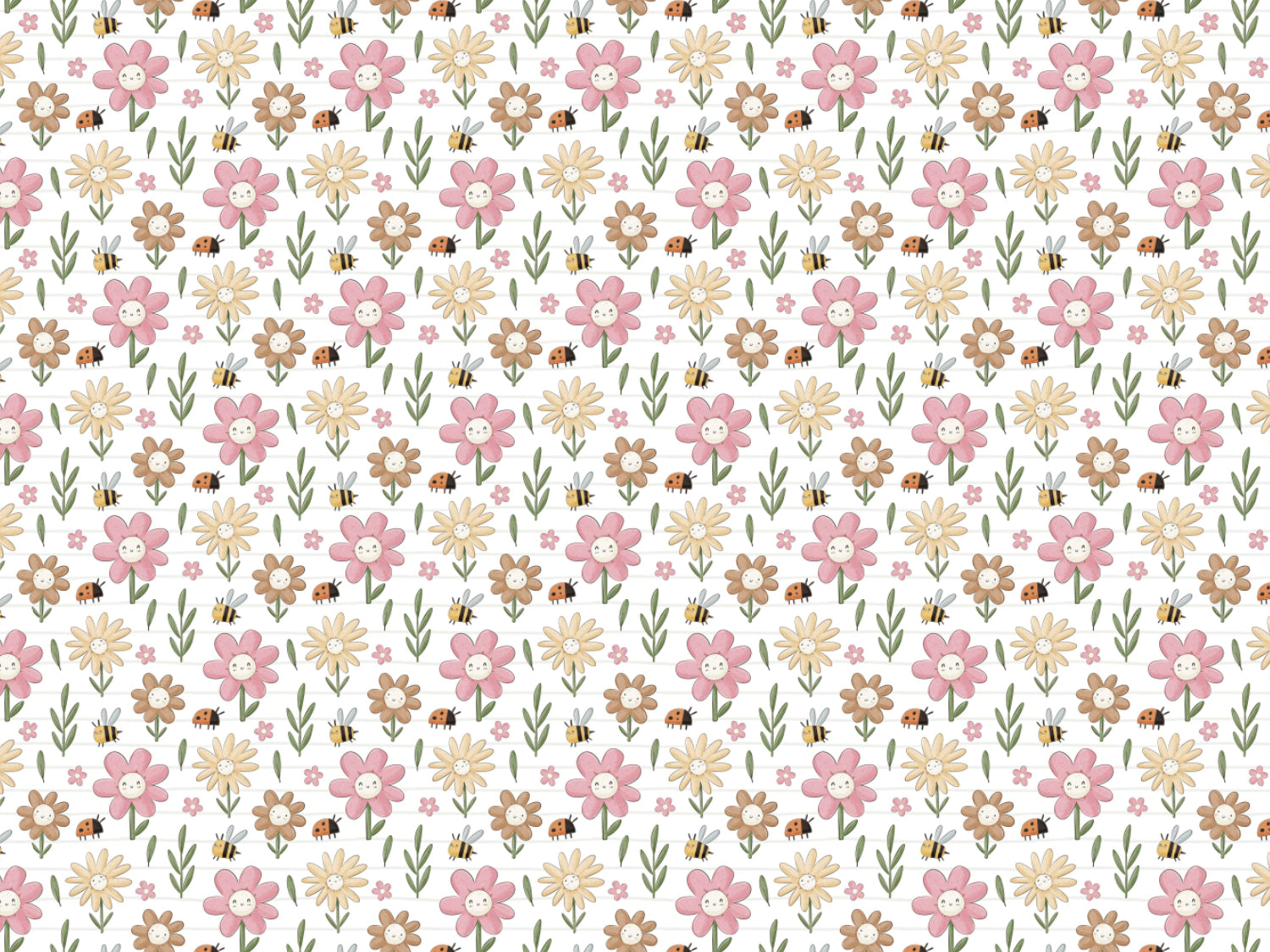 Leichter Sommer Jersey Stoff mit bunten Blumenmuster in rosa, braun und grün auf weißem Hintergrund.