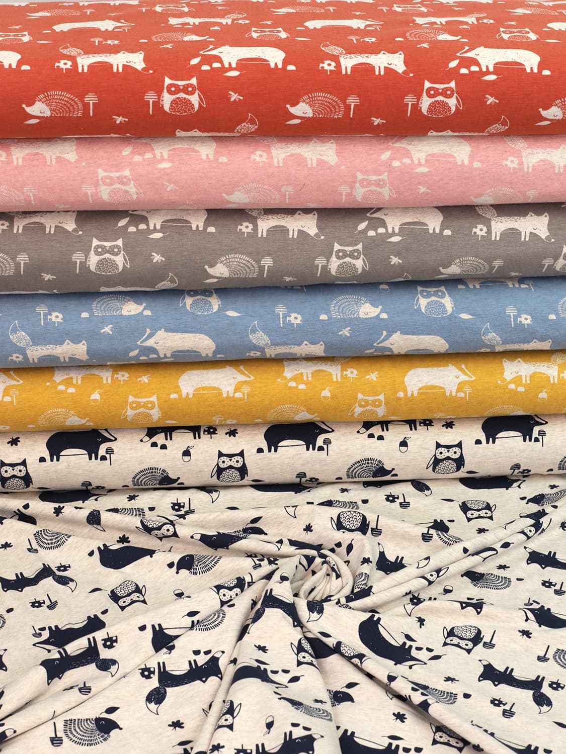Stoff Baumwolle Waldtiere Stoff Jersey Jersey Stoff Benno