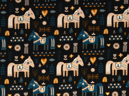 stoff-jersey-baumwolle-baumwolljersey-swafing-jody-dala-horses-pferde-schwarz