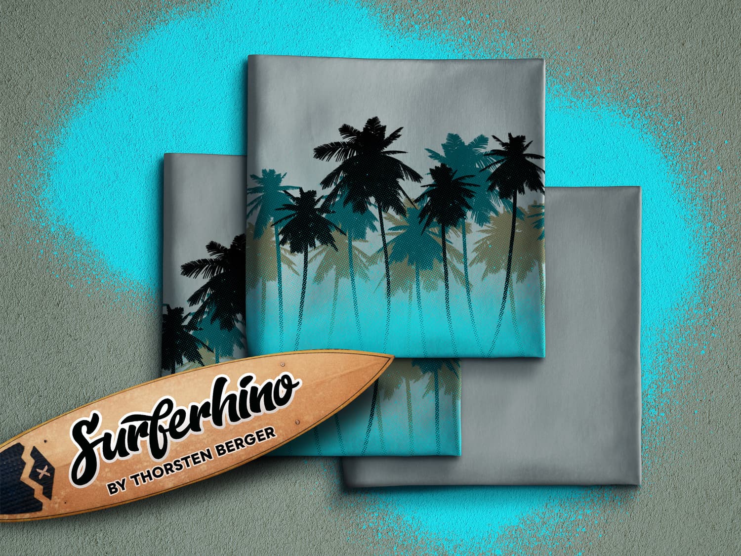stoff-jersey-baumwolle-baumwolljersey-swafing-thorsten-berger-surferhino-palmen-borduere-tuerkis-3