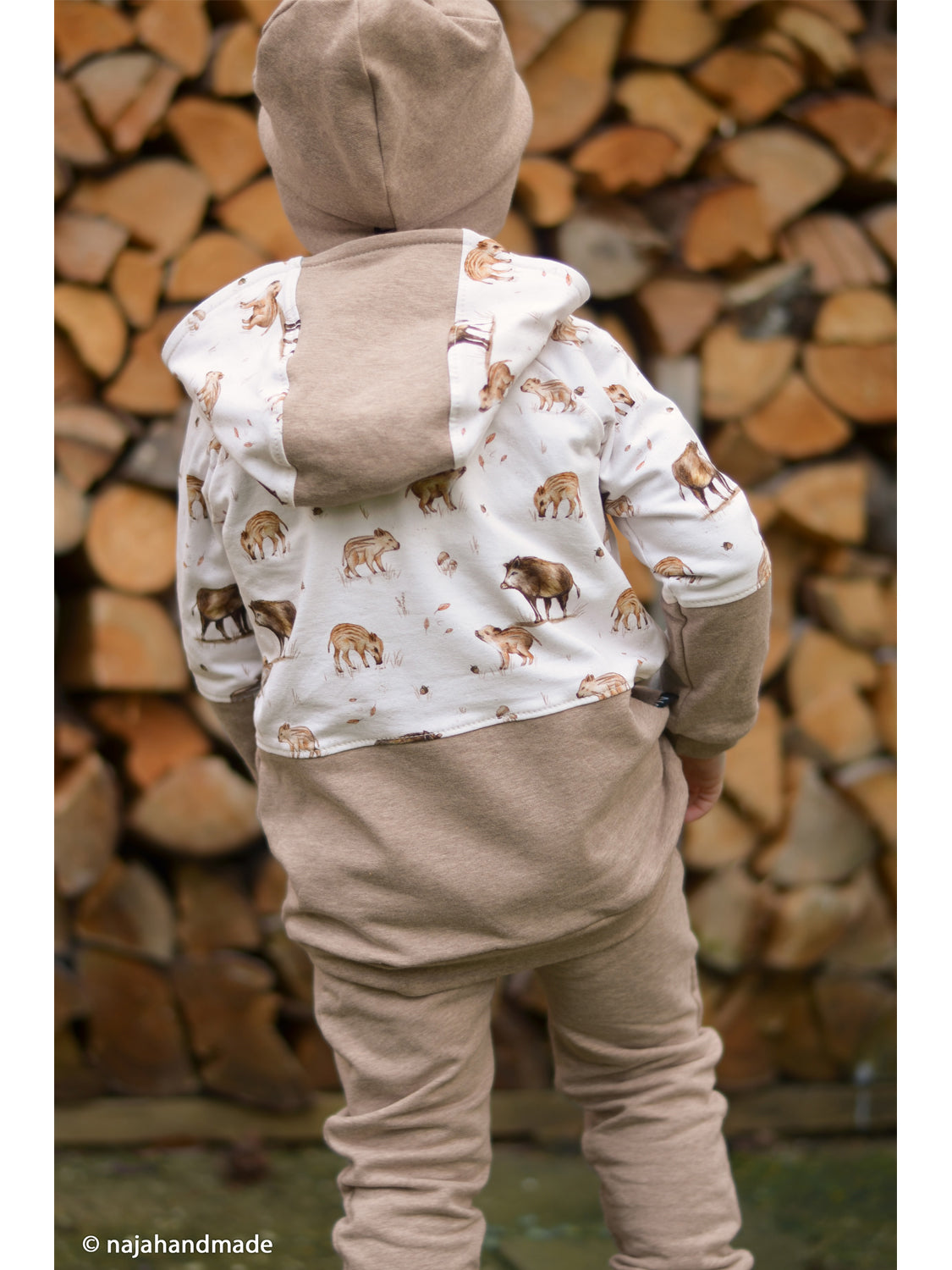 Jersey Stoff - Life in the Forest - Wildschweine, natur