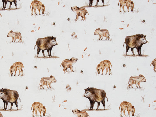 Jersey Stoff - Life in the Forest - Wildschweine, natur