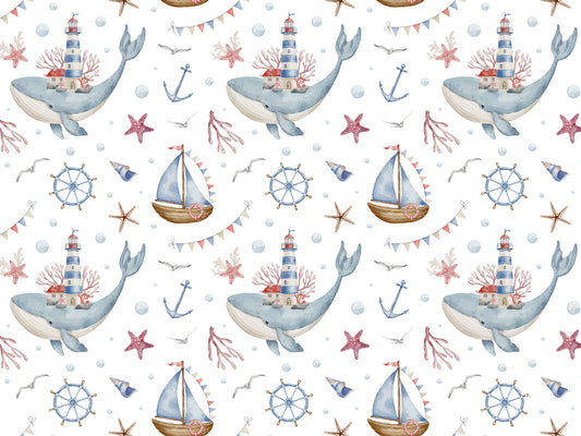 Jersey Stoff - Wal & Leuchtturm