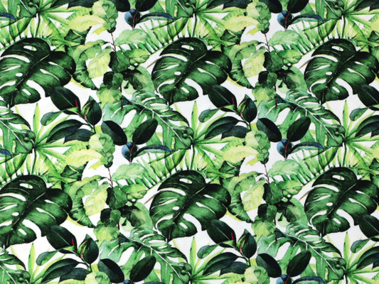 stoff-jersey-baumwolle-baumwolljersey-watercolor-aquarell-blaetter-palme-monstera