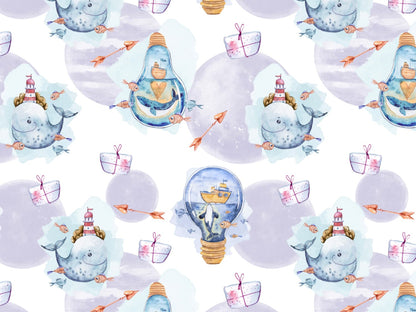 stoff-jersey-baumwolle-baumwolljersey-watercolor-aquarell-fruehling-sommer-maritim-nautical-marine-kleiner-matrose-wal-herz-libelle-vogel-love-wolken-birne