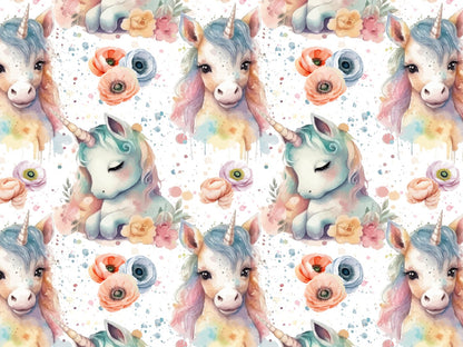 stoff-jersey-baumwolle-baumwolljersey-watercolor-unicorn-aquarell-einhorn-sprenkel-blumen-bunt-pastell-2