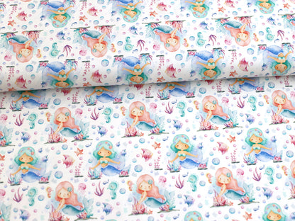 Jersey Stoff - Aquarell Meerjungfrau
