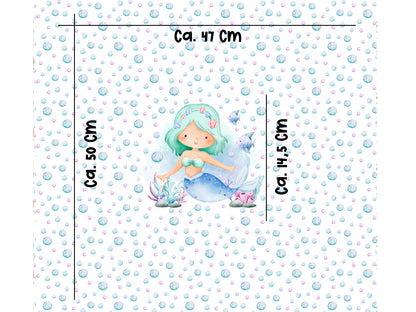 Jersey Stoff PANEL - Aquarell Meerjungfrau, mint